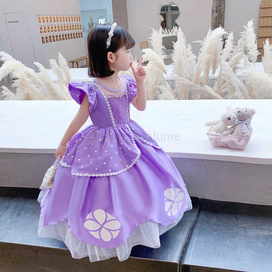 Disney Sofia cosplay princess dress girl birthday party Vestdos luxury LED lit carnival anime cosplay dress X250408
