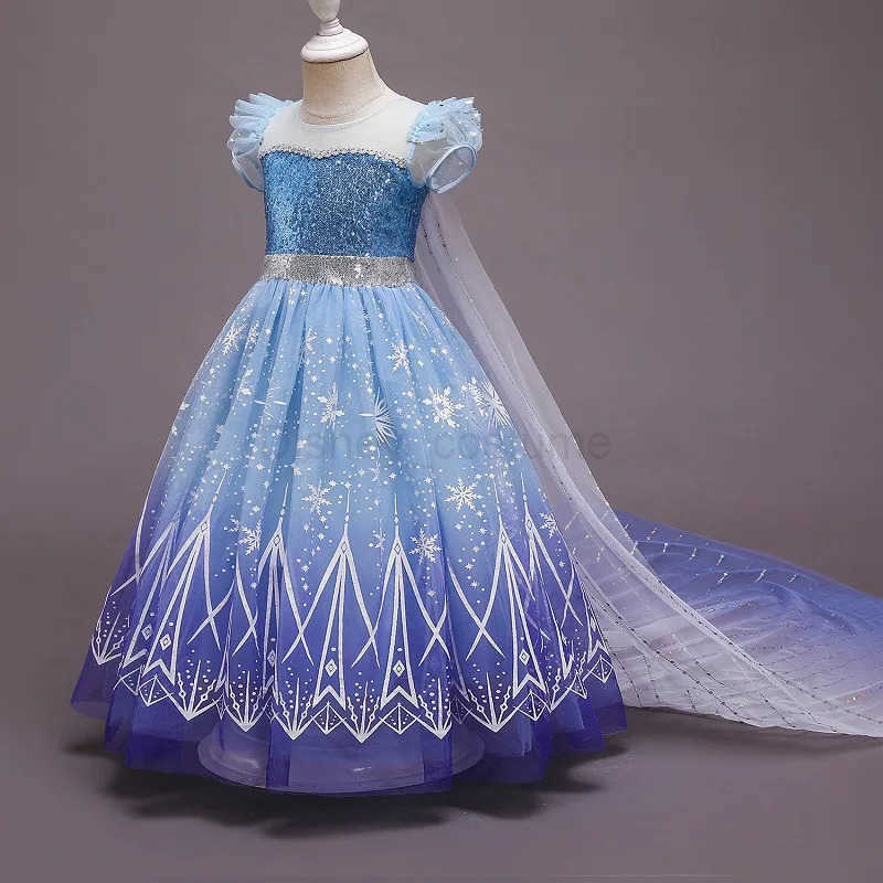 Disney Kids Girl Cosplay Elsa Princess Costume Luxury Sequins Birthday Prom Gown Fancy Carnival Toddler Clothing Halloween Role Playing X250408