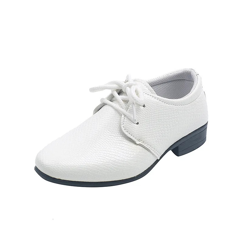 Child Boys Black Leather Shoes Britain Style for Party Wedding Low-heeled Lace-up Kids Fashion Student School Performance Shoes 250407