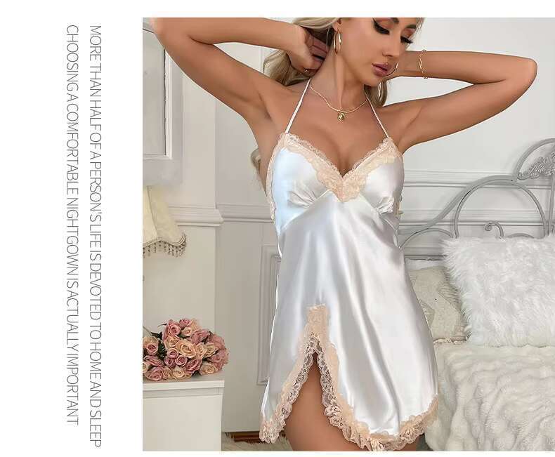 Hot Selg Fashion Sleeping Sexy Sleeveless Women's Summer V-Neck Pamas Satin Nightdress