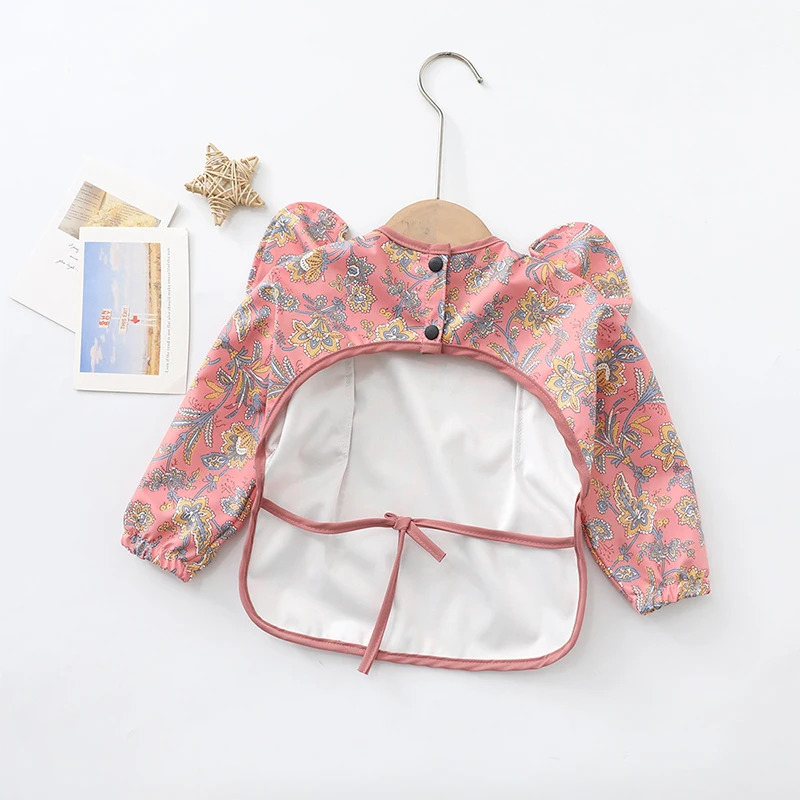 Baby Feeding Bibs Angel Wings Kids Waterproof Long Sleeve Art Smock Baby Stuff Anti-dirty Dinning Apron with Pocket for born 250408