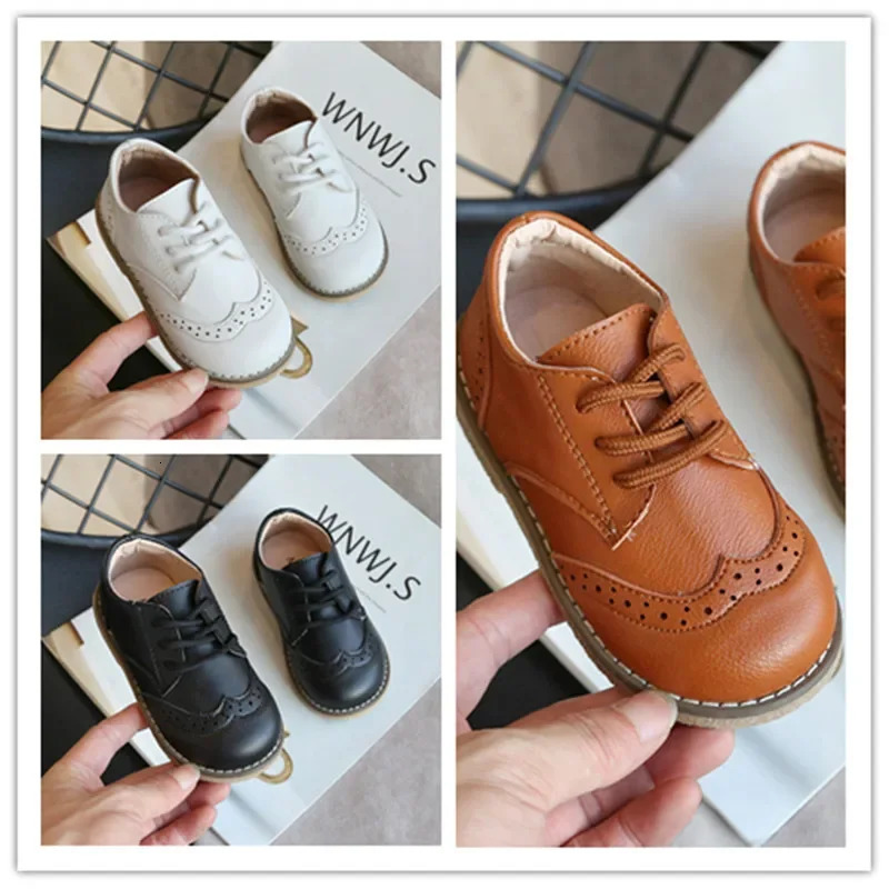 high-quality childrens leather shoes boys sports shoes breathable baby and toddler shoes flat lace casual boys sports shoes C1214 250408