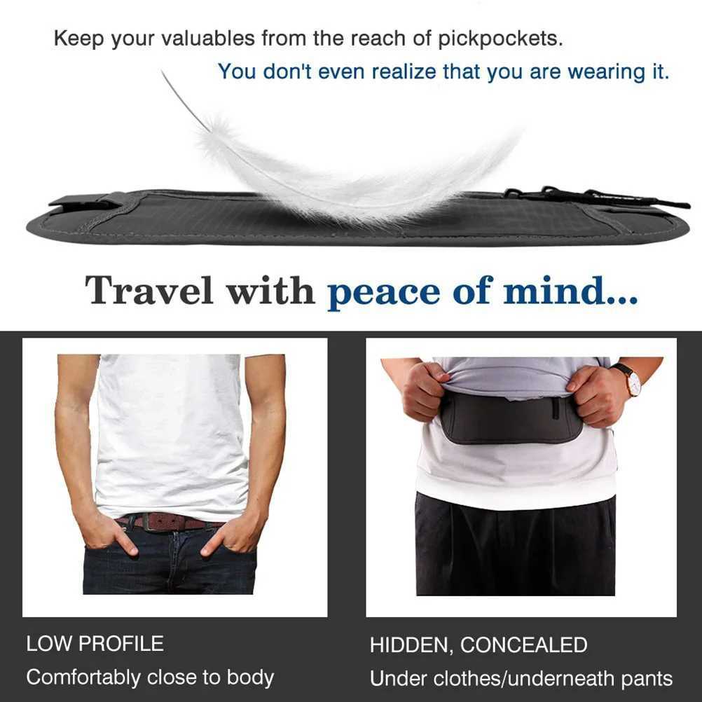 Invisible travel waist bag passport waist bag money belt bag hidden security wallet mens leisure bag Z250407