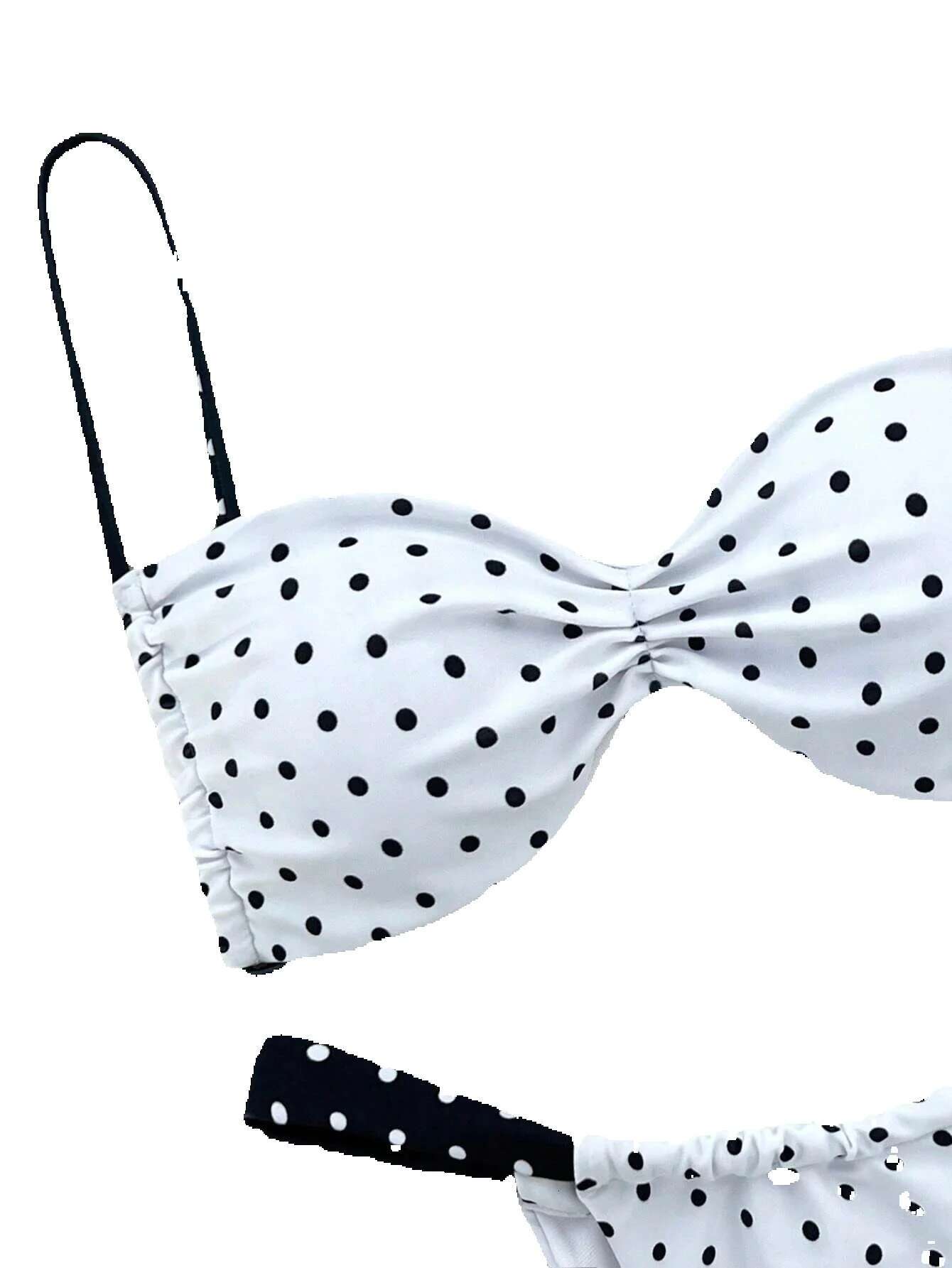 European and American polka dot bikini, solid color stitched swimsuit, split style, women's, new series