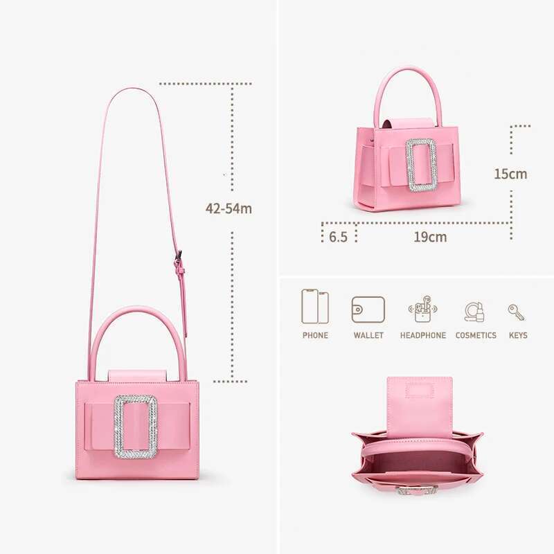 Women's Bags BAFELLI 2023 NEW WOMEN'S FASHION PINK EVENING HANDBAG SHOULDER BOXY BAG CASUAL PURSE BRAND DESIGNER LEATHER TREND LADY