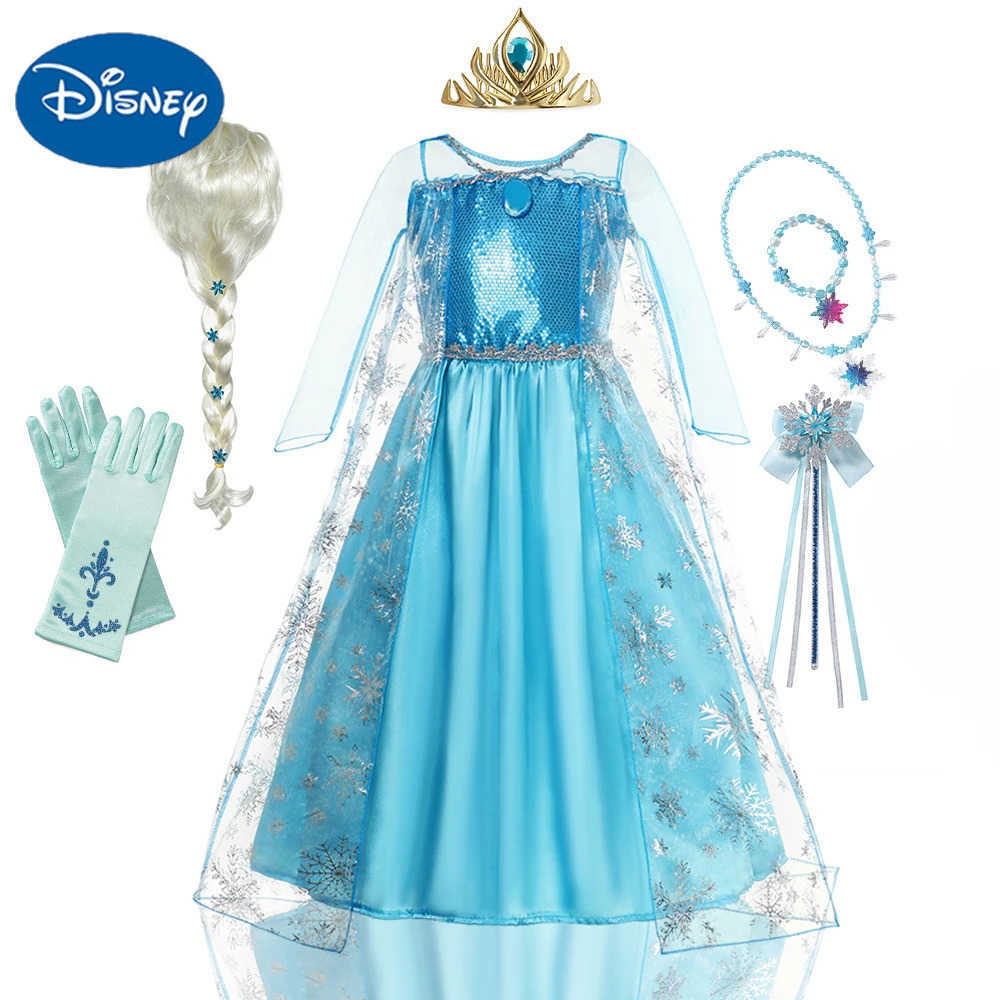 Disney Girls Snow Queen Kids Costumes Girls Carnival Party Prom Gown Elsa Robe-Playing Children Clothing Princess Dress Birthday Dress X250408