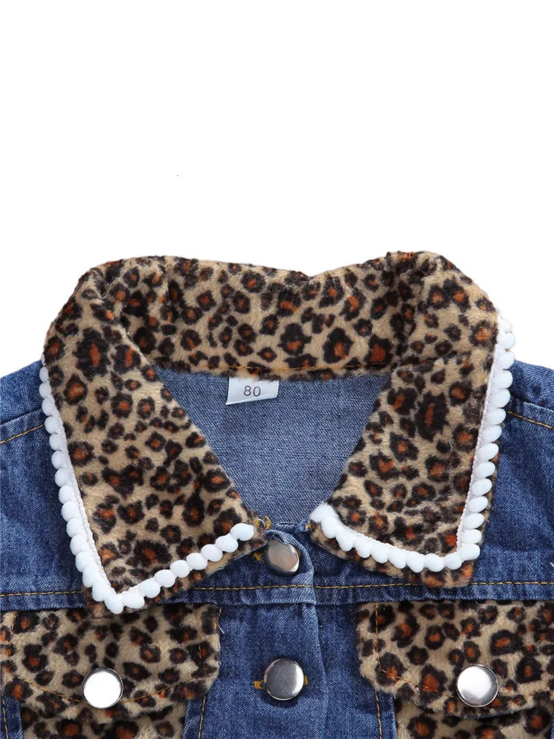 1-6years Baby Girls Denim Casual Outfit Sets Sleeveless Leopard Print Denim Top Leopard Print Denim Shorts Suits Girls 250407