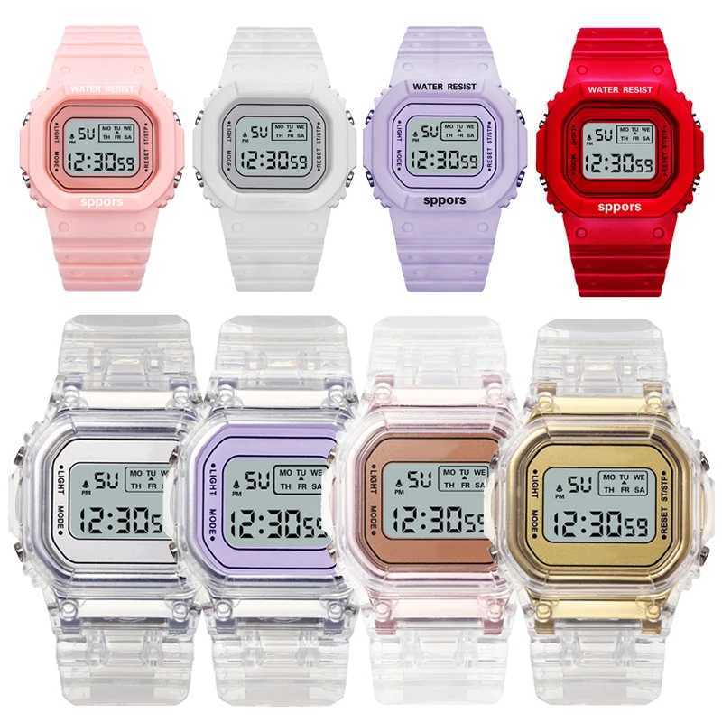 Mens electronic watch rose gold silicone strap transparent dress LED digital watch sports watch Relogio FemininoT250408