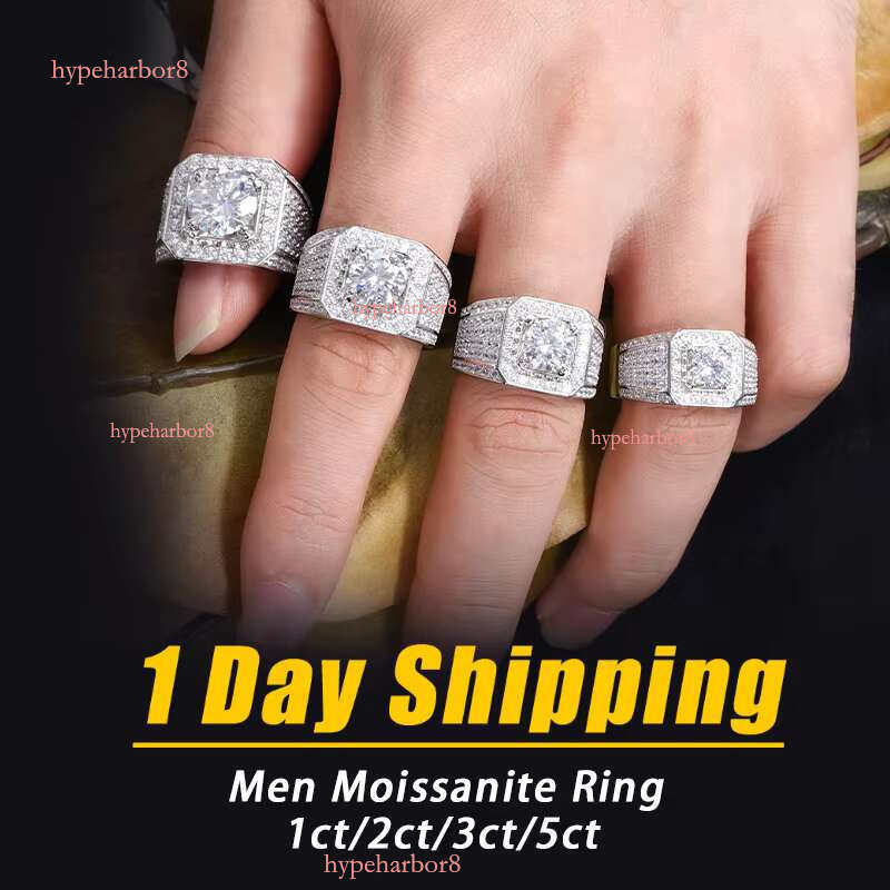 S 1CT 2CT DEF VVS stone ban silver plated white gold silicon men's ring