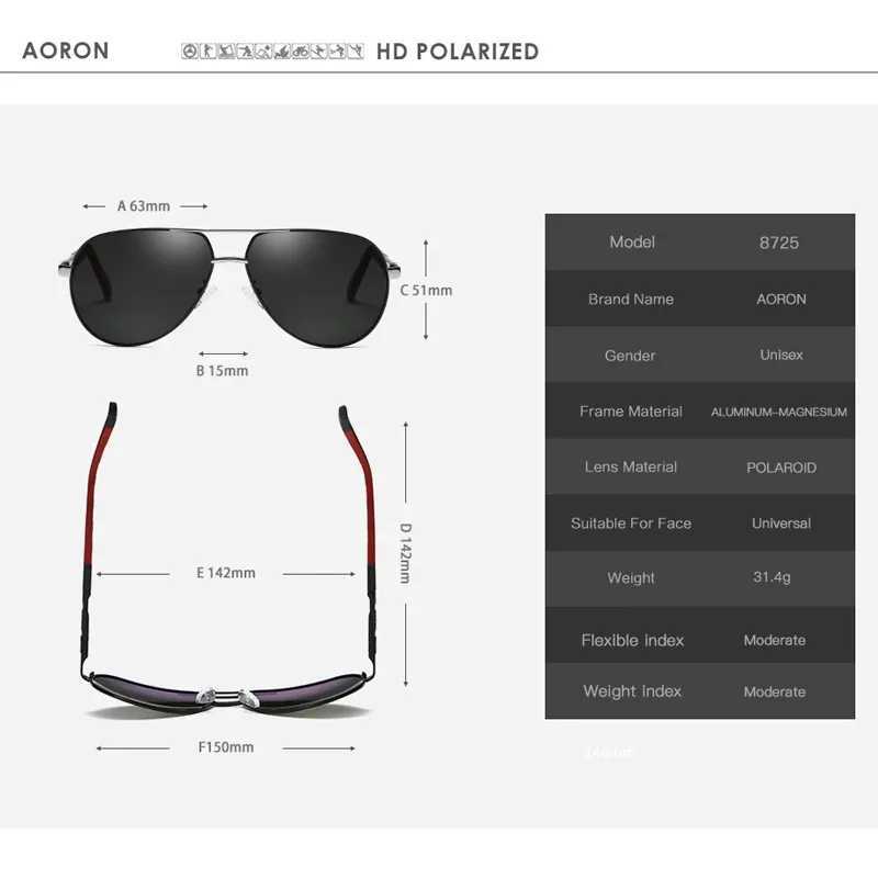 AORON Mens Polarized Sunglasses Classic Pilot Sunglasses Anti reflective Coating Lens Alloy Frame Driving Sunglasses W250408