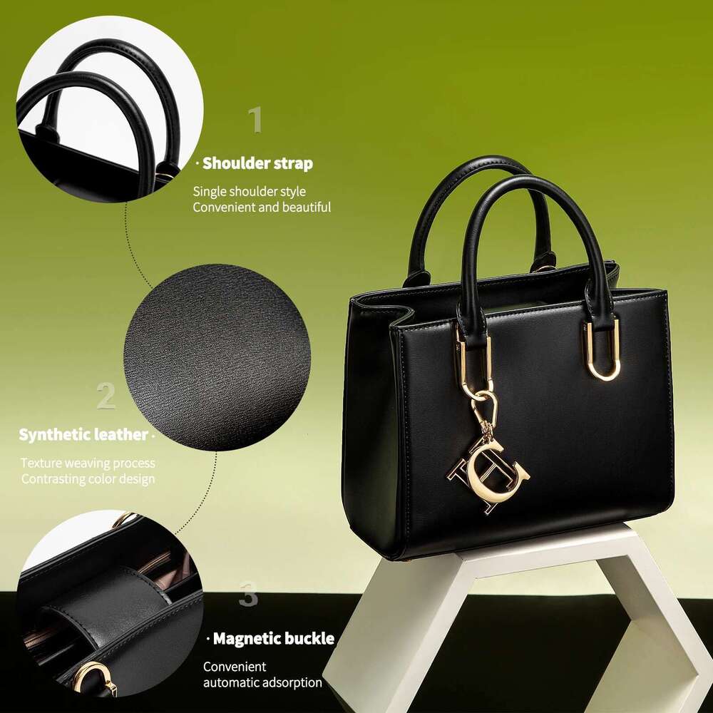 Classic Retro New Handbag Square Design Solid Color Women's Bag