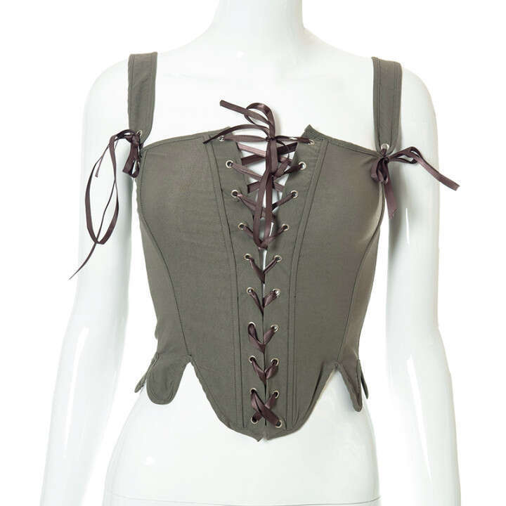 Women's Summer Fashion Strap Fishbone Waist Slimming Sleeveless Sexy European and American Top 2025 Versatile New Trendy Clothing Ins