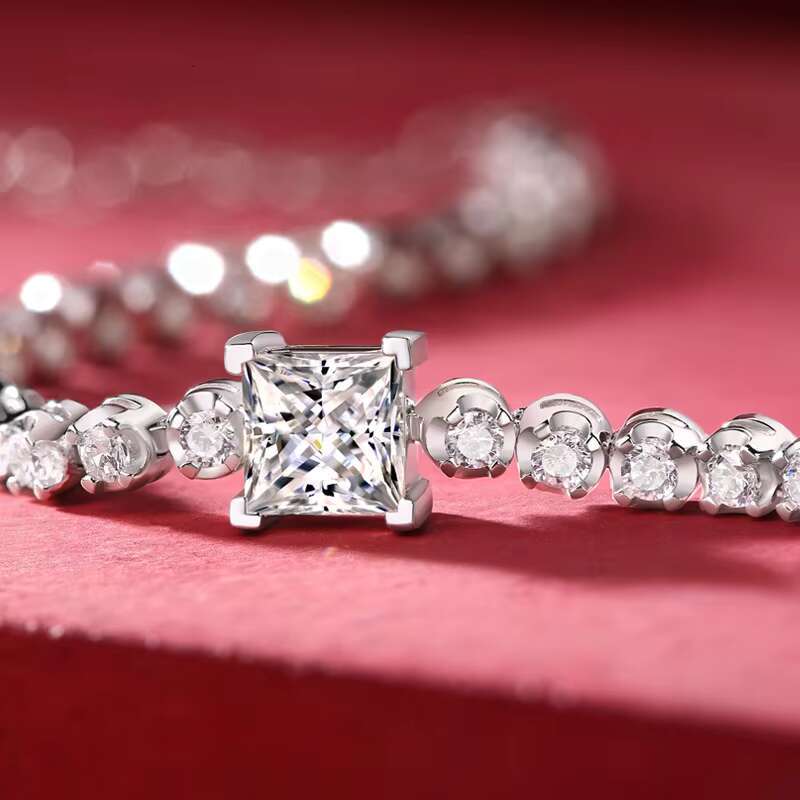 PYQ 1ct D Color VVS Ice out round Moissanite Tennis Chain for Men 925 Sterling Silver Bracelet for Women