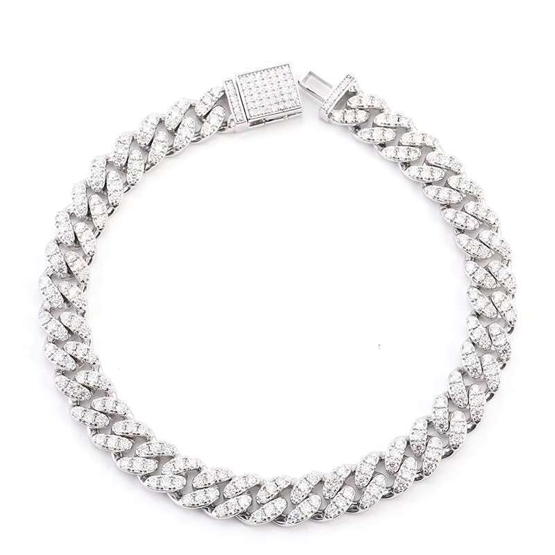 Cuba 6mm Sier Silica 1 Row Stone Hip Hop Boutique Jewelry Necklace Gift