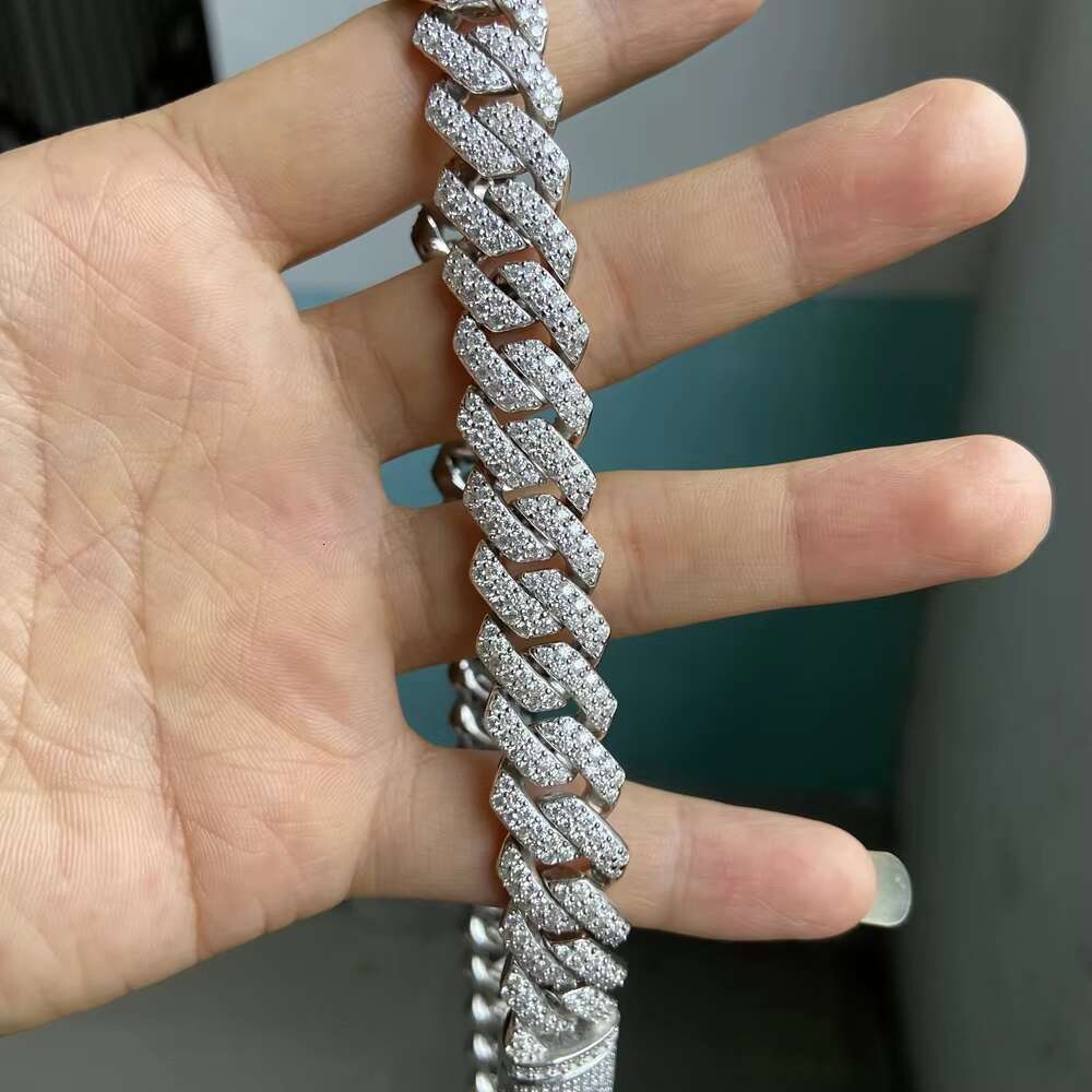 14mm wide 20 inch all white pyroxene Cuban hip-hop necklace