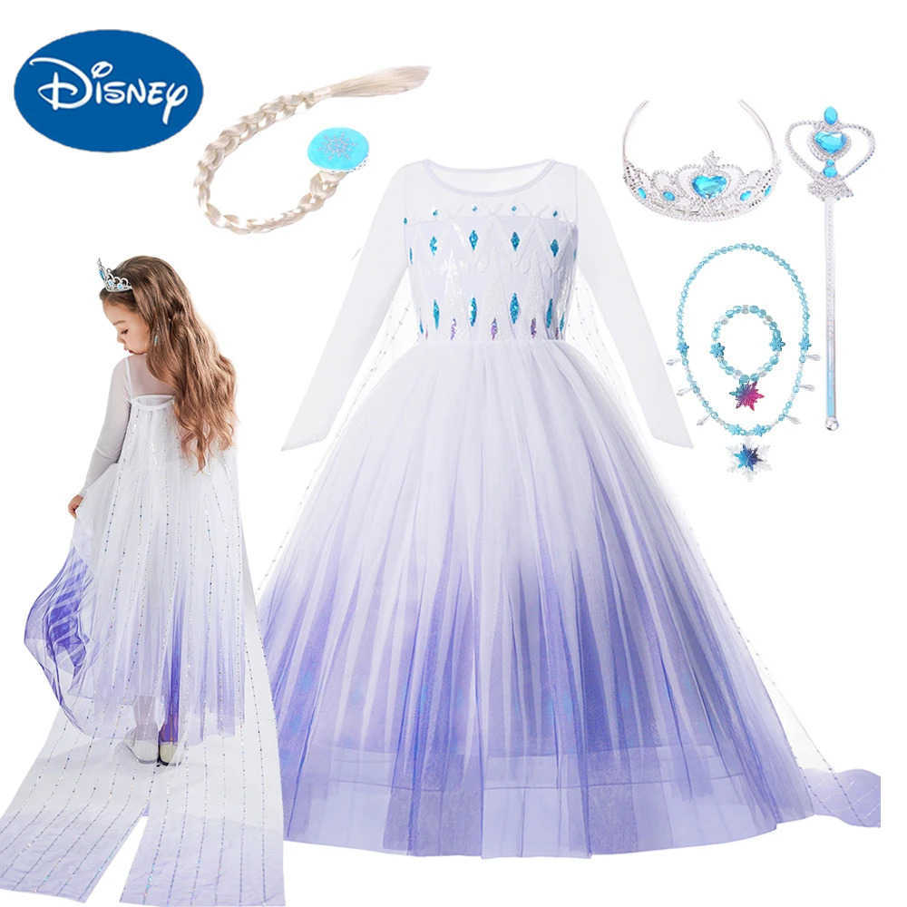 Disney Kids Birthday Party Princess Costume Dress Luxury Sequins Mesh Gradient Elsa Ball Gowns Carnival Cosplay Clothing Girls Outfits X250408
