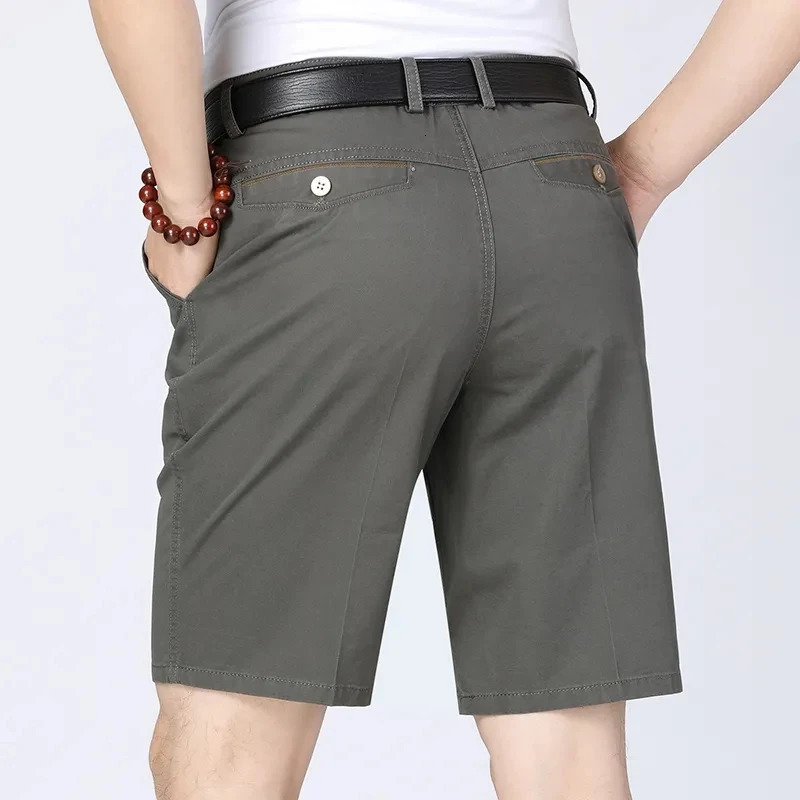 Classic Mens Cotton Shorts Men Stretch Casual Shorts Bermuda Knee Shorts Golf Sports Summer Cool Breathable Shorts Khaki Beige 250407