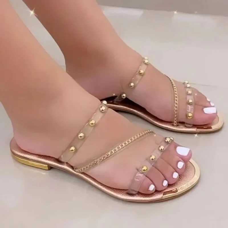 Summer beach shoes female trend Fi bead chain Fi shoes elegant and sexy party wedding women sandalsXJ250407
