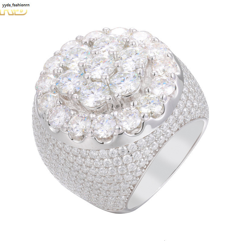 Moissanite Hip Hop Ring 925 Sterling Silver Iced Out Diamond VVS Design Luxury Statement Jewelry for Men Women