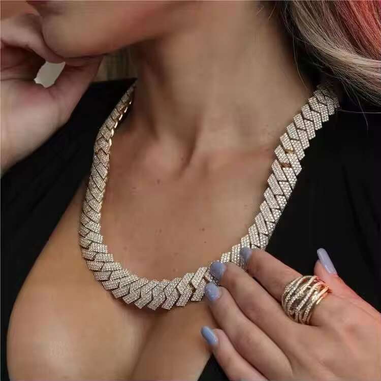 14k White Gold Yellow Gold Real Gold Cuban Link Cuban Chain Lab Diamonds