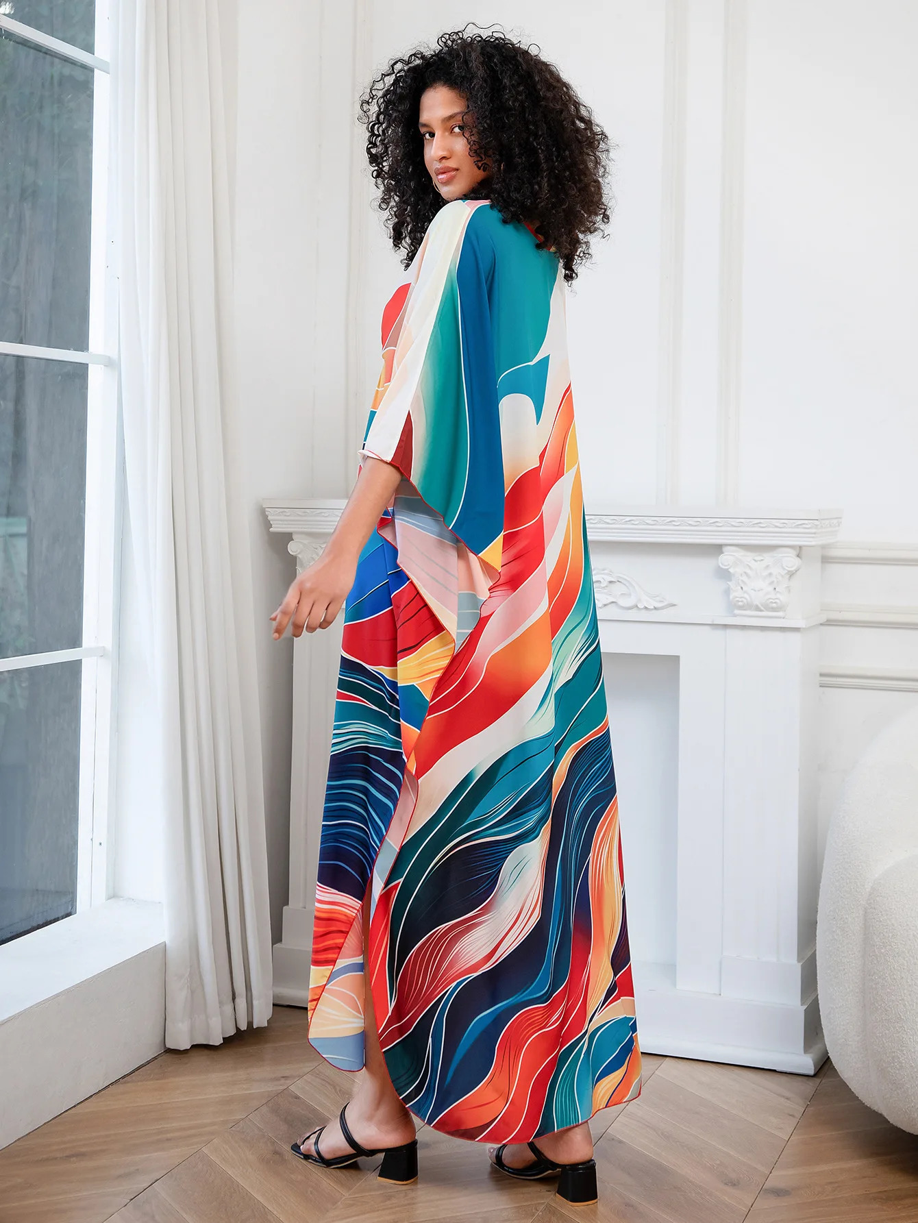 Plus size swimsuit cover restaurant beach Maxi dress Kaftan lounge Pang 250425
