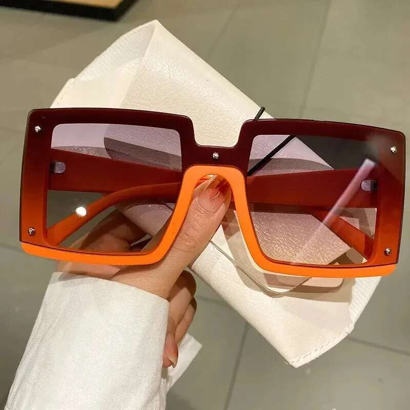 Square Oversized One-pieces Sunglasses Men Women Trendy Gradient Goggle Eyewear Fashion Brand Design Sun Glasses