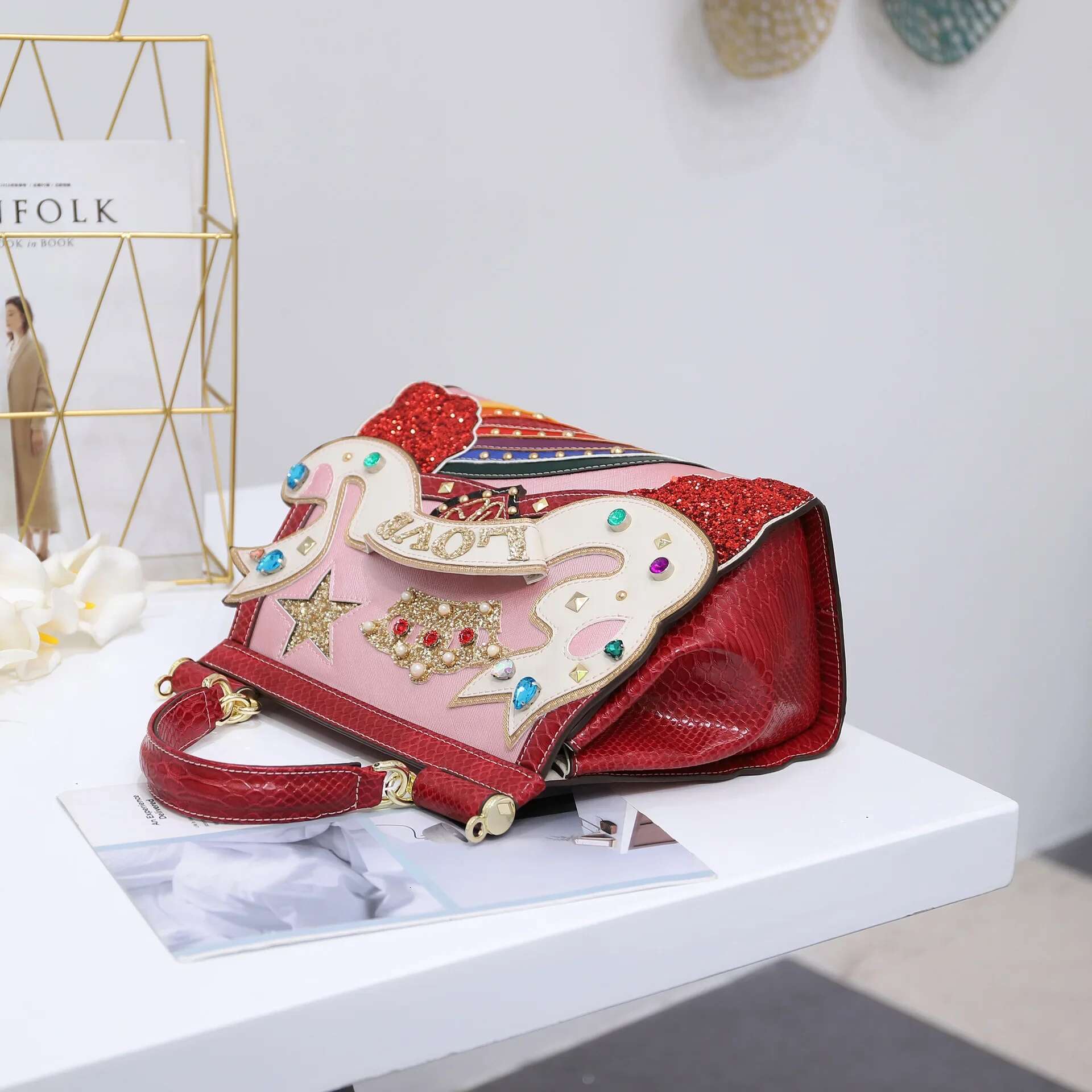 Women Leather 3D Decoration Designer Purse Handbag Shoulder Bags Cross Body Bag Bracciai Clouds Rainbow