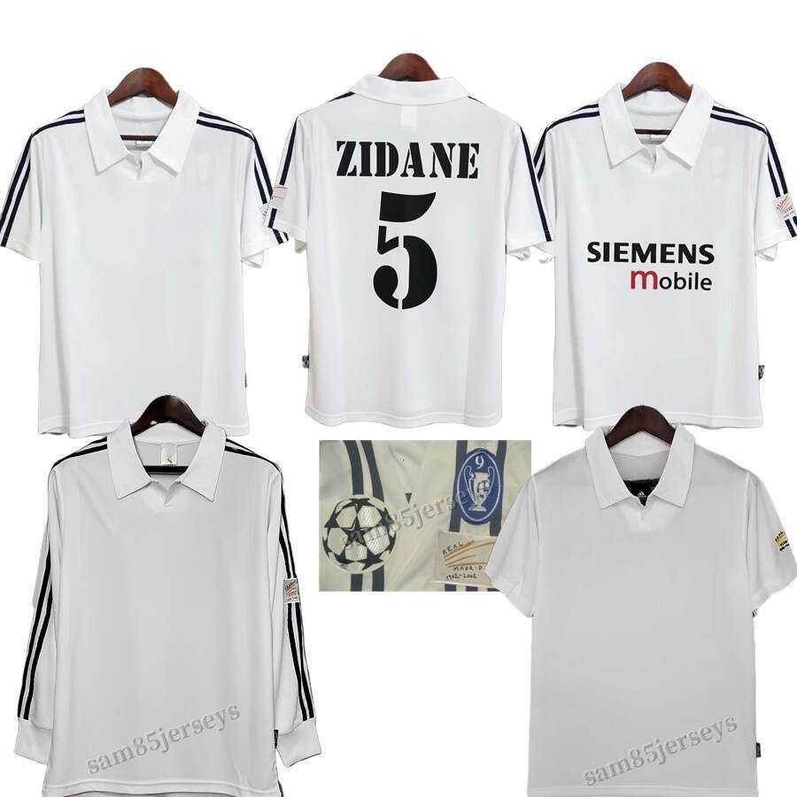 Long sleeved 2000 2001 ZIDANE RETRO Soccer Jerseys 00 01 02 RONALDO RAUL R.CARLOS R MAD Football Shirt