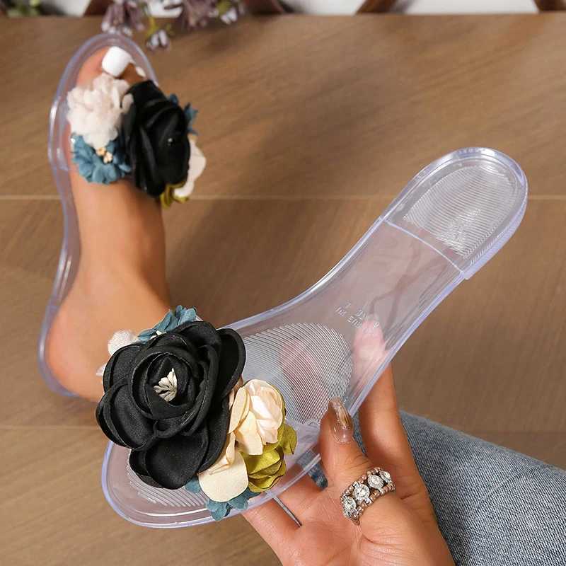 New hot womens summer slider Fi floral flat womens slider casual comfortable lightweight beach womens shoesXJ250407