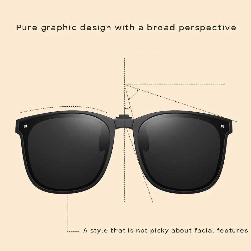 Folding portable sunglasses clip polarized UV400 anti UVA UVB square flip sunglasses Lentes De Sol Mujer W250408