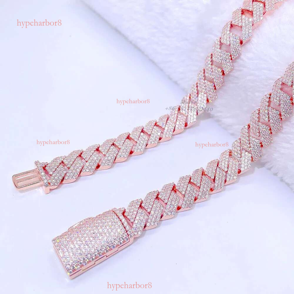 Hip Hop Jewelry Buss Down 16mm S k Customized Iced Out Necklace Vvs Moissanite Cuban Chain