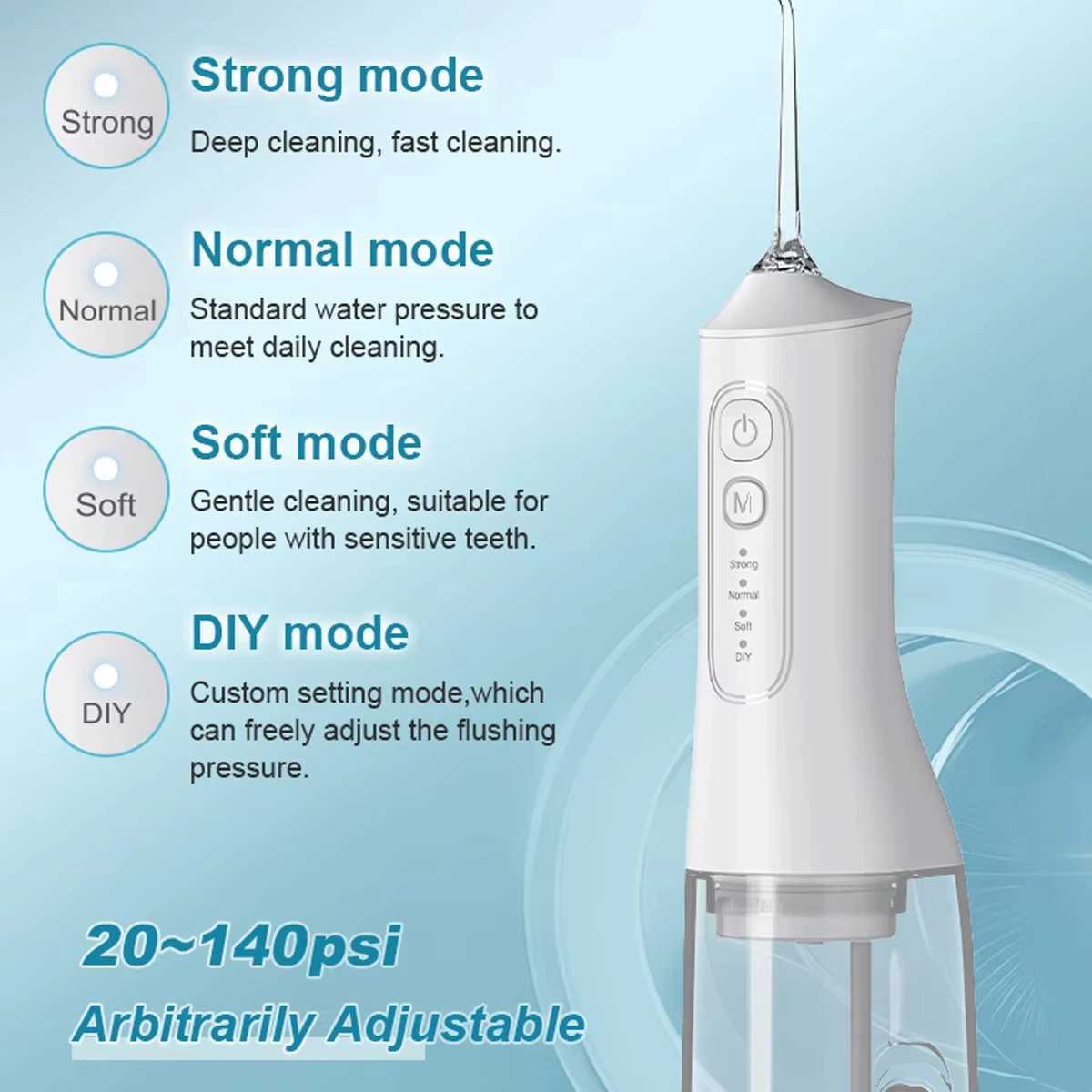 Dental irrigator sink threaded teeth pick-up oral cleaning machine USB charging canister M250408