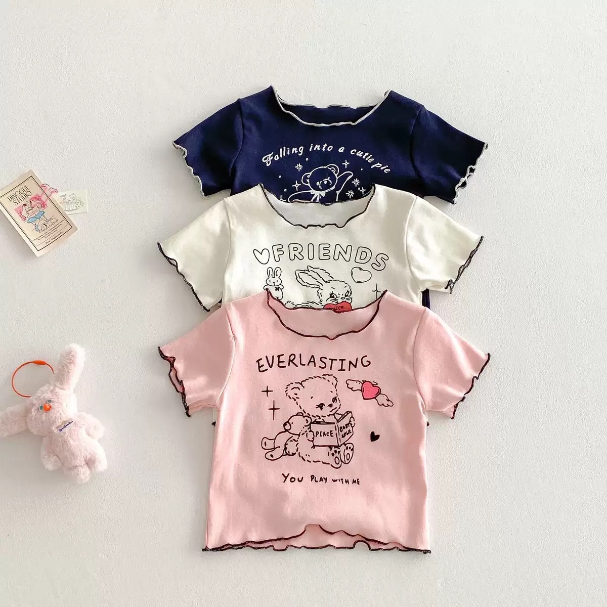 Ddmyshoesvip Children S Clothing Girls Short Sleeved T Shirt Summer New Item Children S Versatile Mushroom Edge Top Baby Girl Printed T Shirt Trend