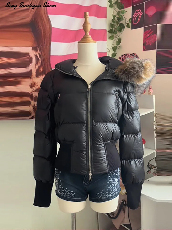 Womens Autumn Winter Title Seam Cotton Jacket Faux Fur Collar Long Sleeve Coat Slim Fit Detachable Coats 2025 Lady Outwears 251107 - view 5