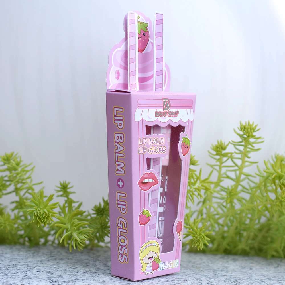 Cute Cartoon Shiny Oil Set Lip Gloss Girls Woman Waterproof Longlasting Natural Moisturizing Lips Makeup