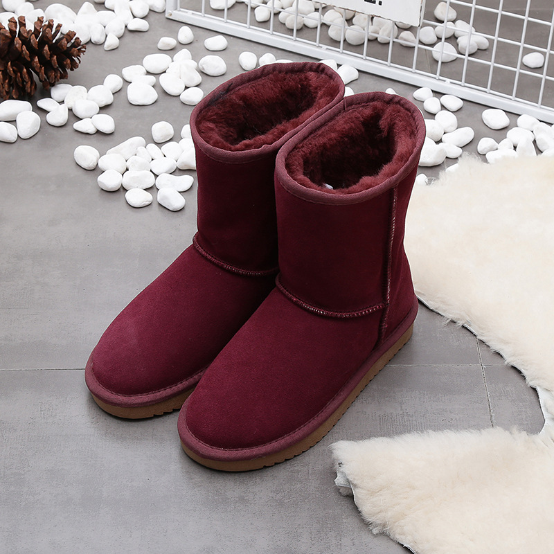 Designer shoes winter new high quality genuine cowhide affordable luxury boots keep warm outdoor non-slip snow boots for woman black grey red pink cof