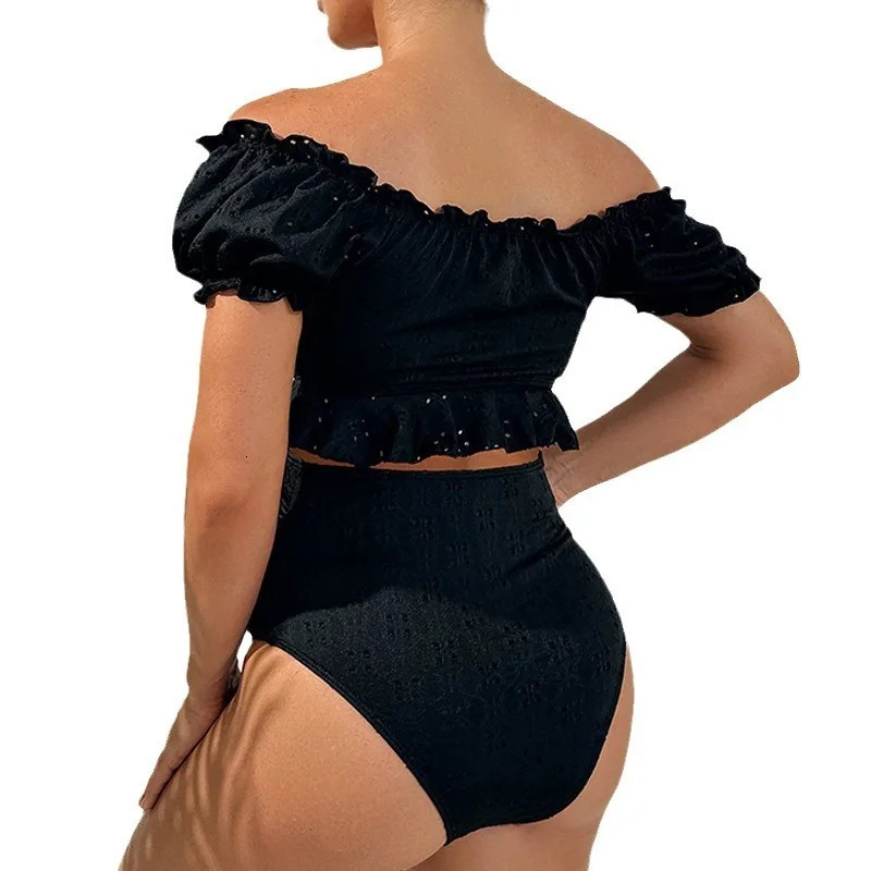 Maternity Bikini Set High Waisted Two Piece Swimsuit Pregnant Women Bathers Black Bathing Suit Summer Beach Swimwear 250407