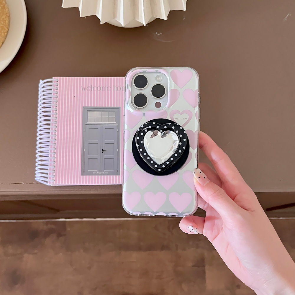 Full Screen Heart Magnetic Phone Case Compatible with iPhone 17/16 Card Holder Case iPhone 15/14 Pro Simple