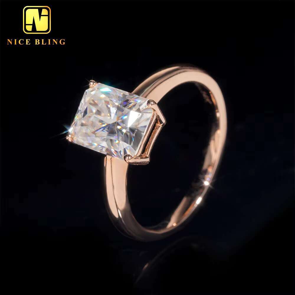 Luxury Radiant Cut Diamond Wedding Rings Women 14K Real Gold VVS Moissanite Engagement Ring for Women
