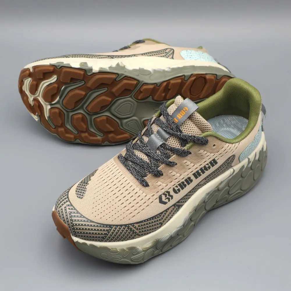 Professional running shoes mens jogging sports shoes mens outdoor walking shoes mens black beige sports shoes Y250408