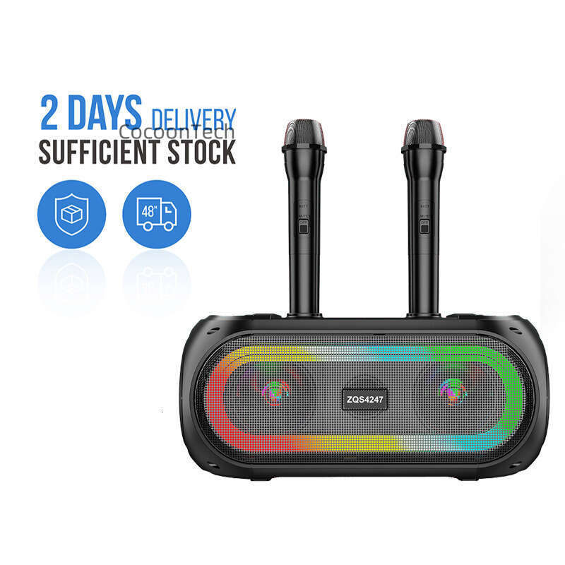ZQS4247 Home Bluetooth KTV set karaoke one to two wireless microphone desktop speaker