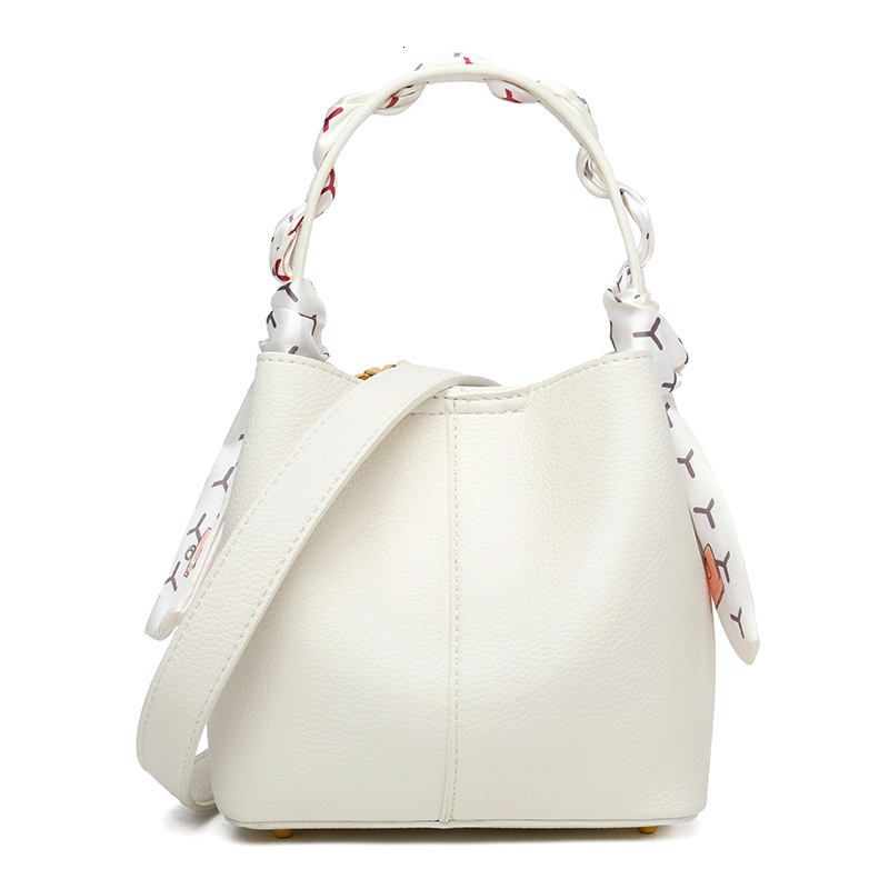 Silk Scarf Bucket Bag Women's Retro Fashion Mini Tote Senior Sense Shoulder Crossbody Bag