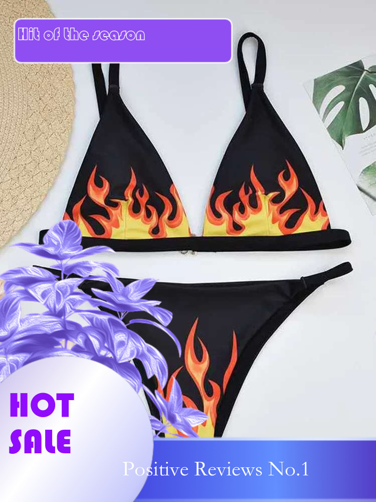 Dongdumaoyi Fire Print Bikini Sexy Off Shouler Women Swimsuit Push Up Plaid Swimwear Brazilian Set Bathing Suit Trajes De Ba O Mujer