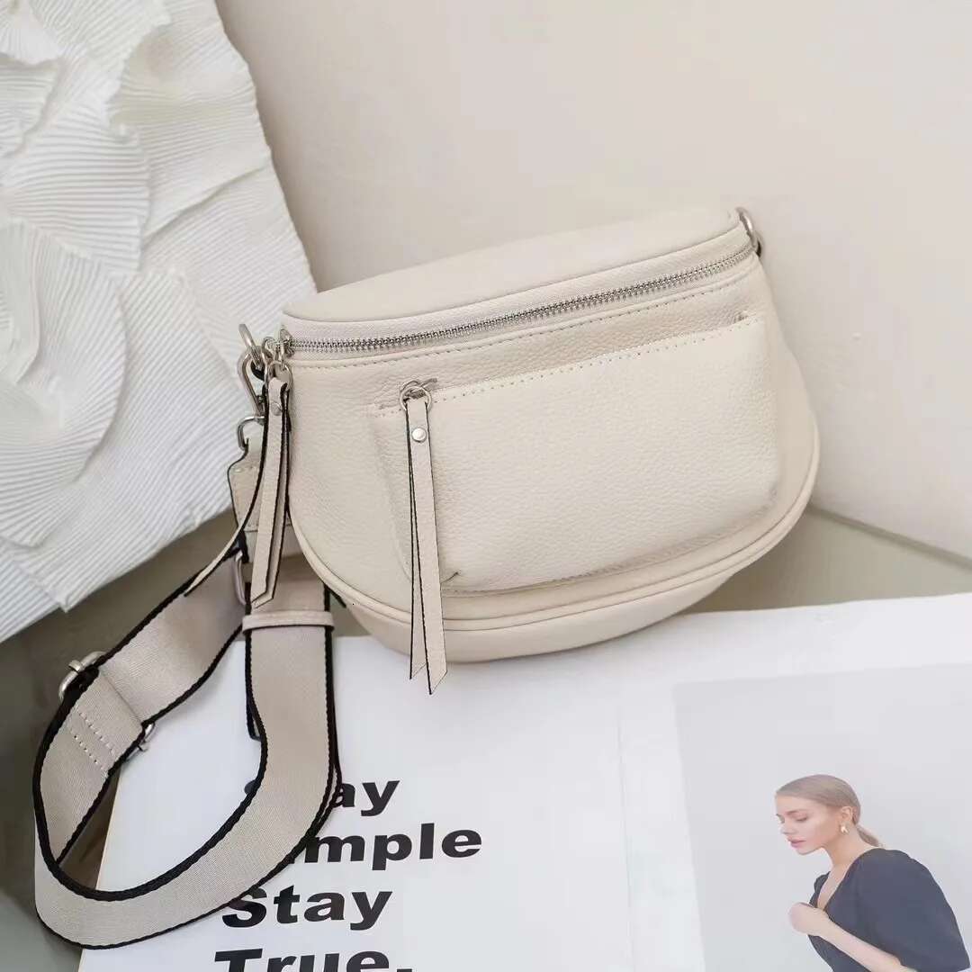 Genuine Leather Women's Handbag 2024 High-Quality Small Shoulder Casual Chest Purse Ladies' Simple Versatile Crossbody Bag