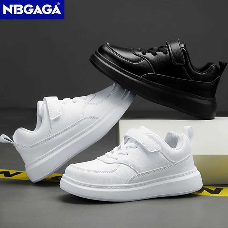 New Fashion Black Childrens Shoes Pu Leather Childrens Leisure Sports Shoes School Running Shoes Boys and Girls White Tennis W250407