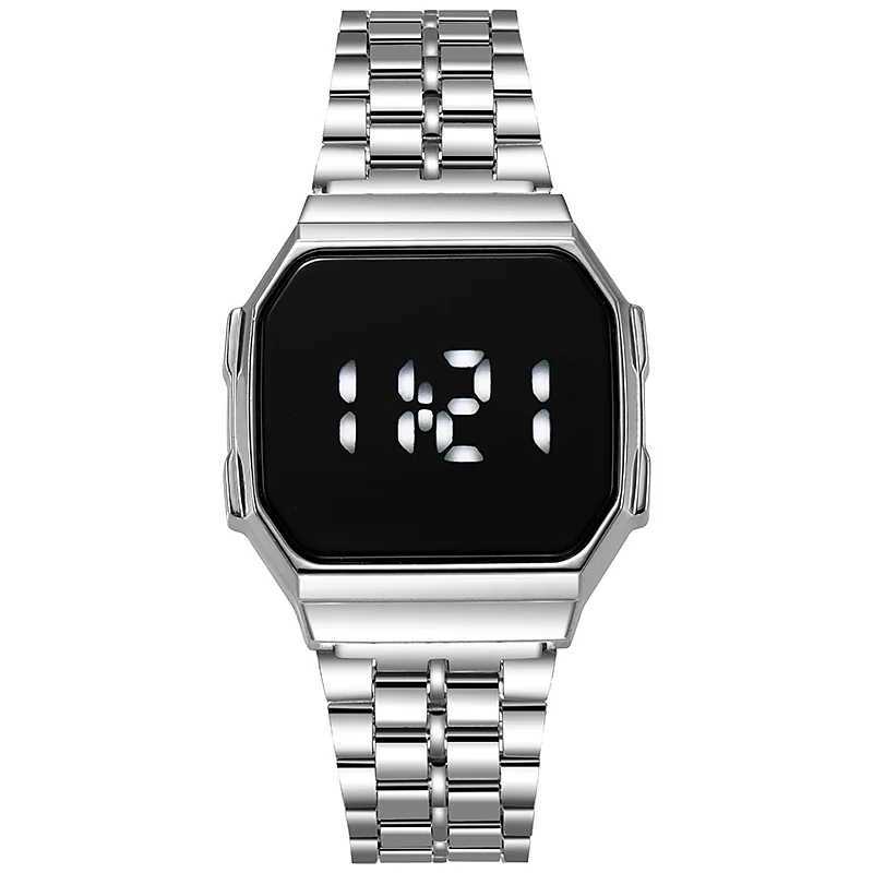 New digital display LED touch watch Electronic for Women rose gold and silver mens retro style watchT250408