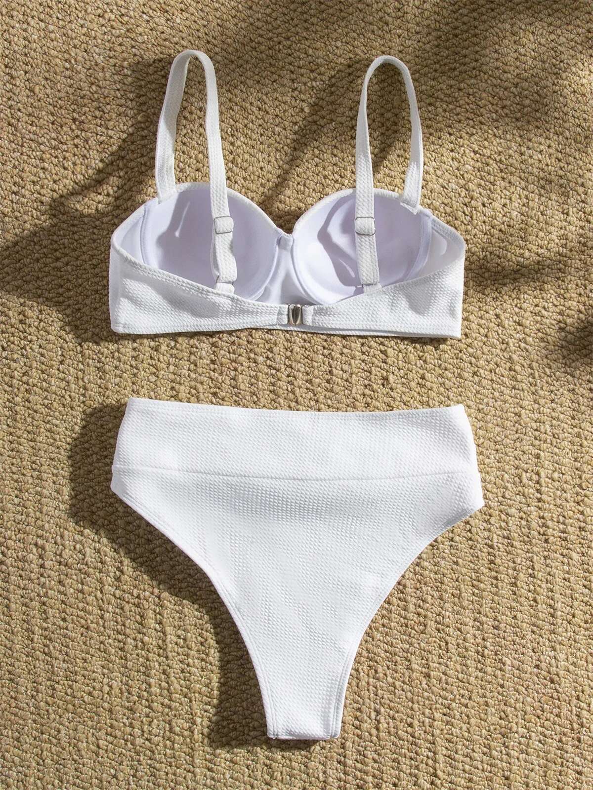 Dongdumaoyi Sexy Rhinestone Belt High Waist Bikinis Set Women Solid White Black Push Up Underwire Swimsuit Buckle Bathing Suit Swimwear