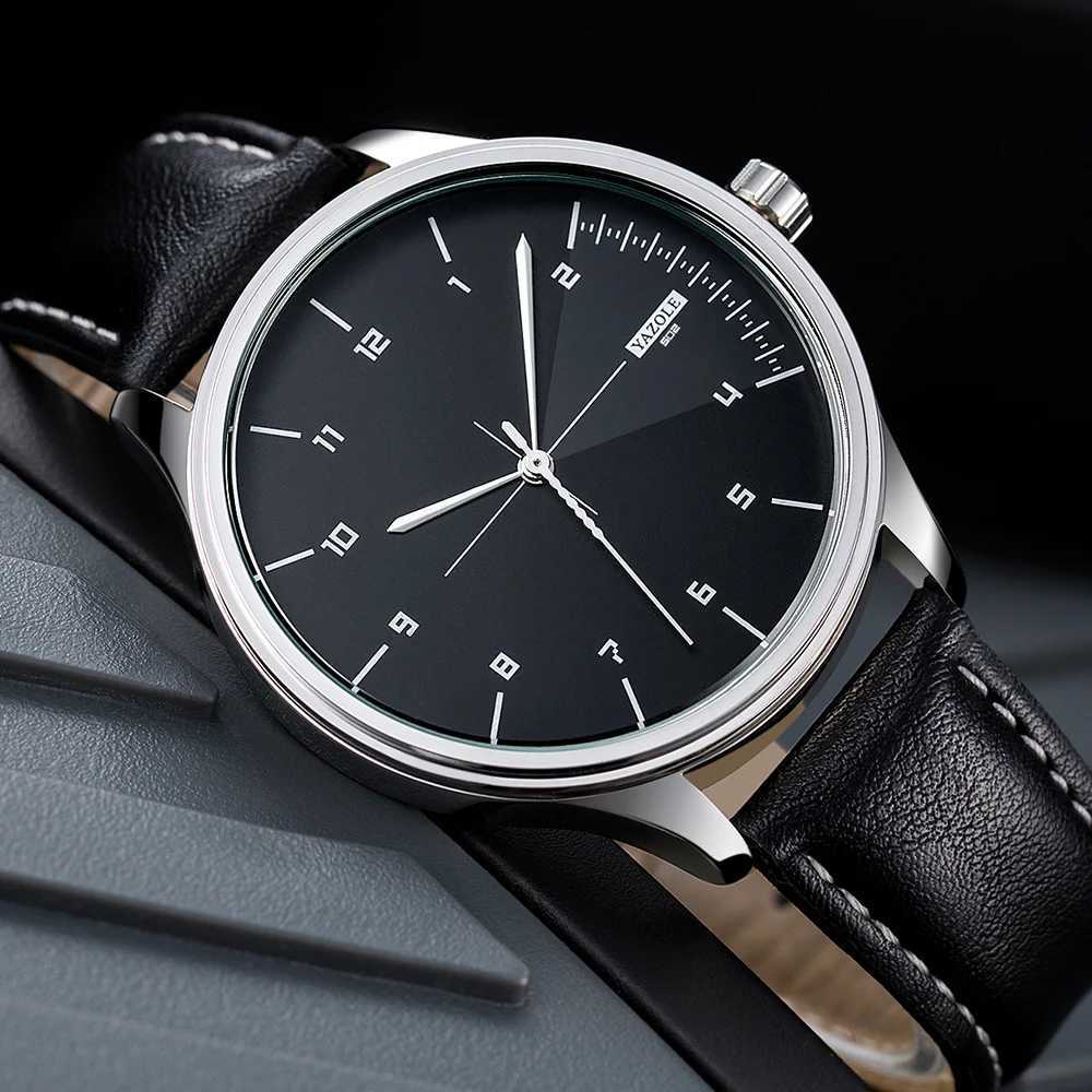 YAZOLE Top Luxury Mens Leather Quartz Watch Mens Leisure Sports Watch Montre Homme Y250407