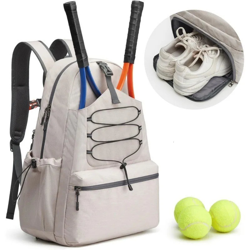 Tennis Bag Portable Tennis Backpack Large Capacity Ball Pack Racket Storage Daypack Outdoor Pickleball Bag with Shoe Compartment 250402