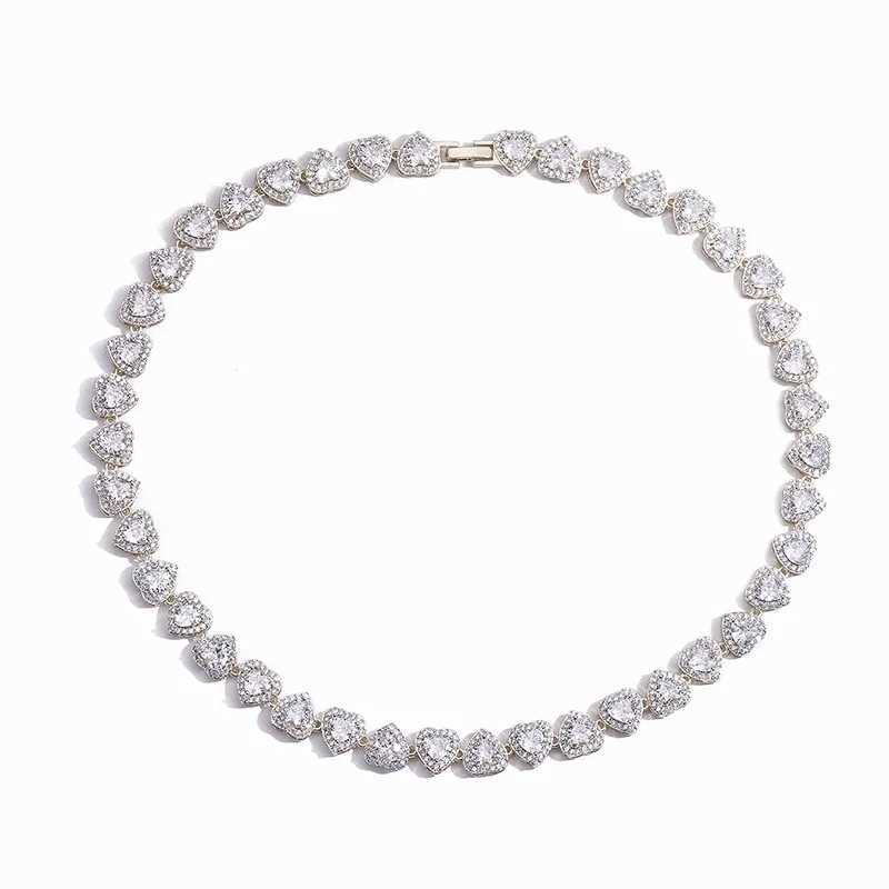Hecheng new sparkling heart-shaped inlaid CZ stone chain ladies exquisite necklace necklace bracelet jewelry ladies gift Y250408